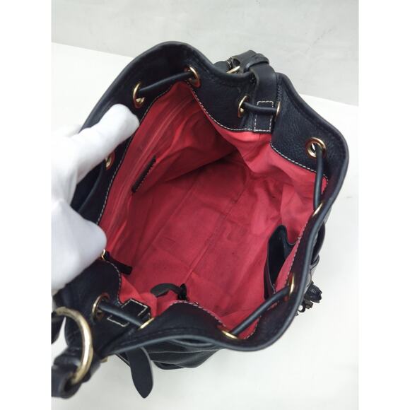 Dooney & Bourke Black Pebbled Leather Drawstring Shoulder Bag - Picture 10 of 16